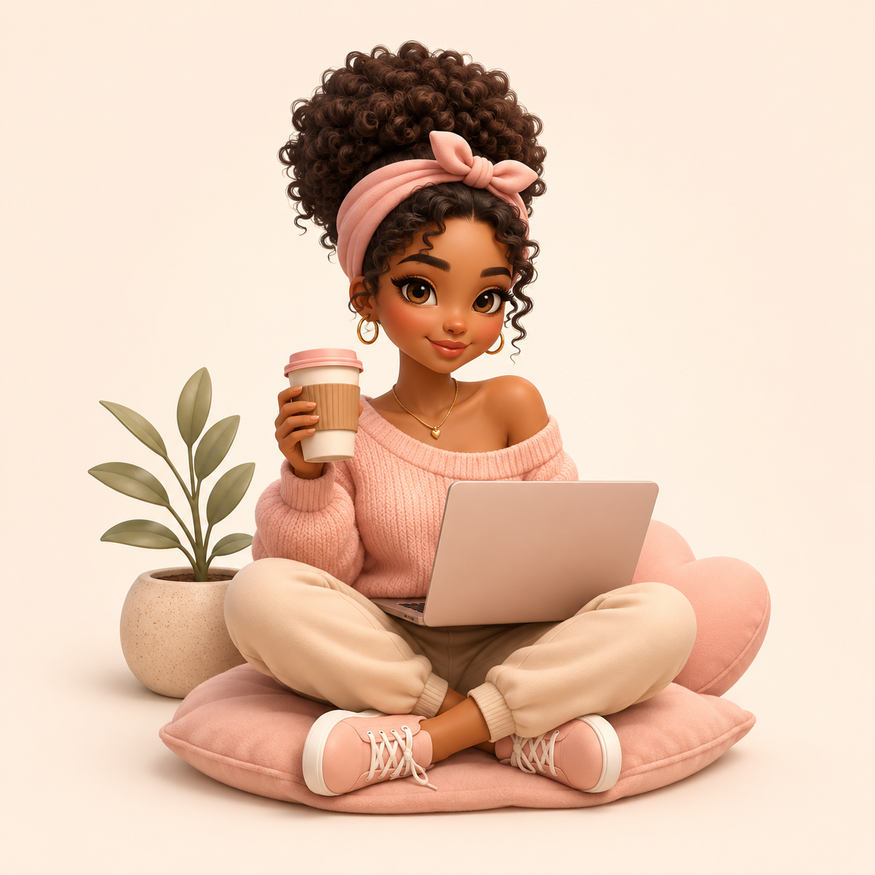 3D illustration of Olamide working on AI product ideas